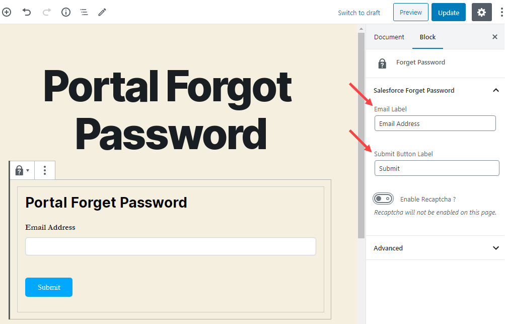 Forgot Password Block