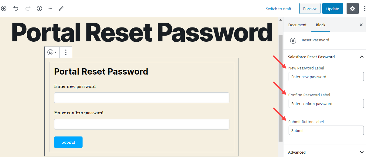 Portal Reset Password