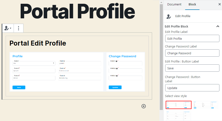 Portal Profile Block