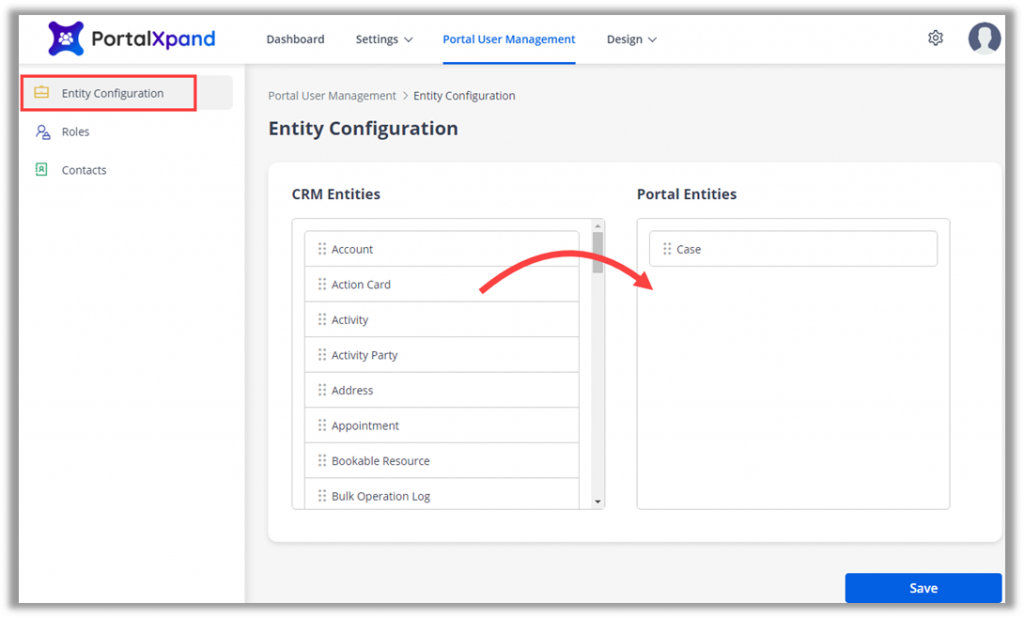 Can crm entities be enabled from entity configuration without